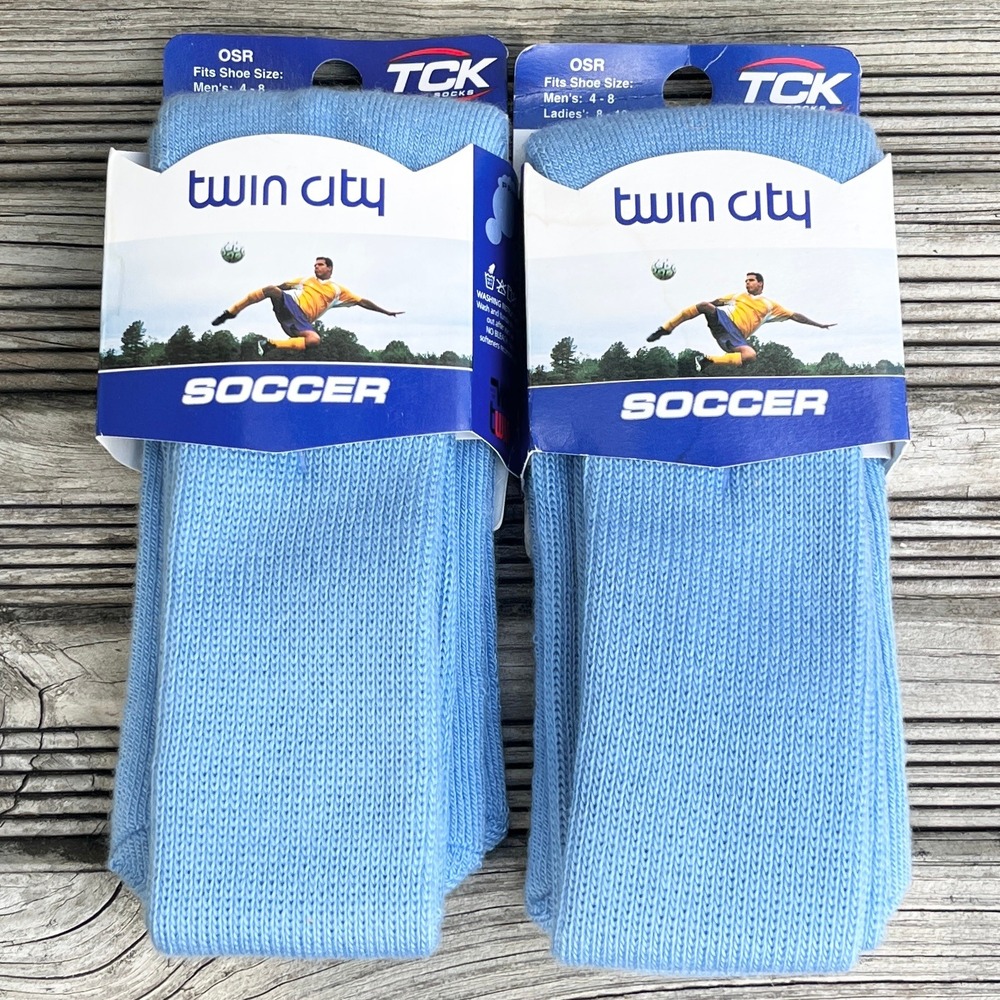 TCK Soccer Tube‎ Socks Lot of 2 Pair Blue OSR Mens 4-8 Womens 8-10